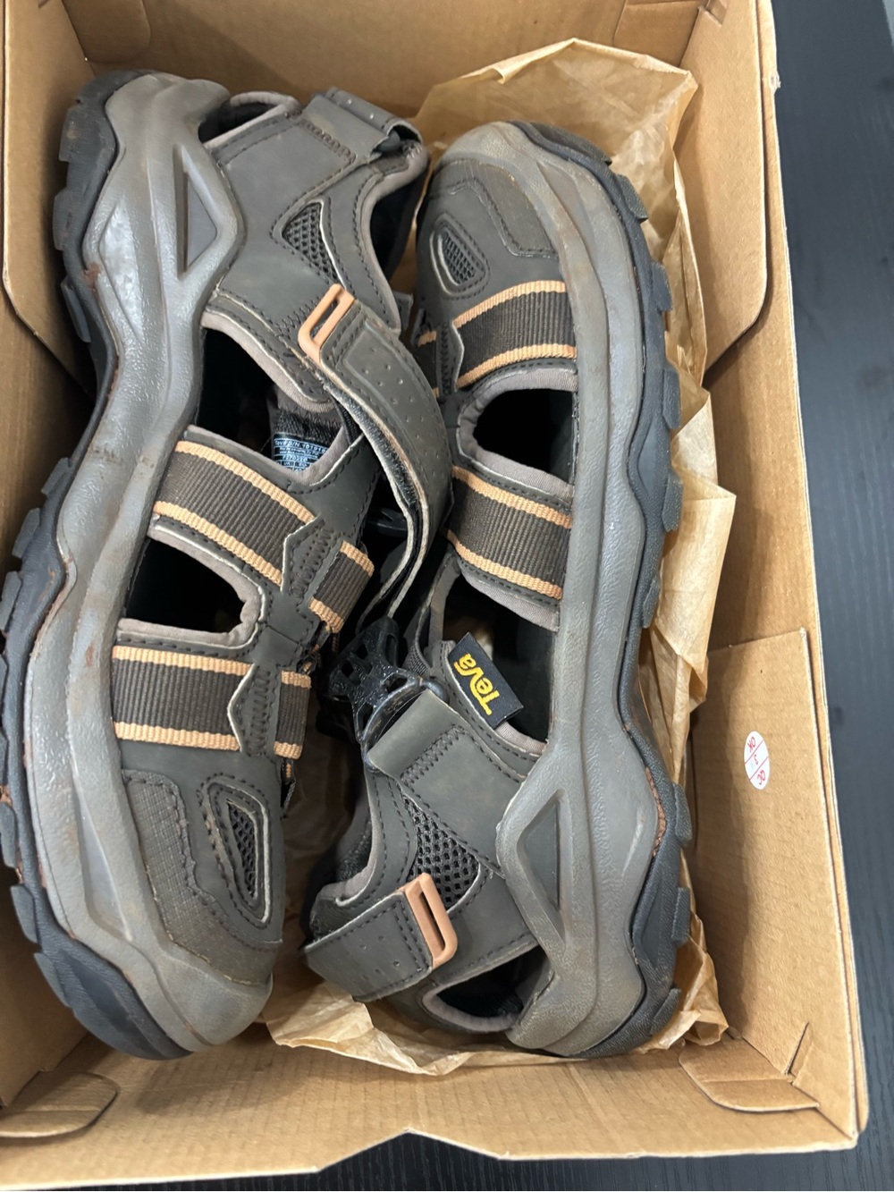 Teva Kids Gray Outdoor Sandals with Tan Accents